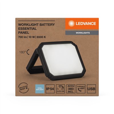 ESSENTIALS WORKLIGHT BATTERY Panel 10W 865 Black