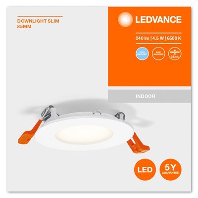 LED SPOT AND DOWNLIGHT RECESS SLIM 85mm 4.5W 6500K