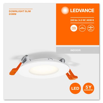 LED SPOT AND DOWNLIGHT RECESS SLIM 85mm 4.5W 4000K