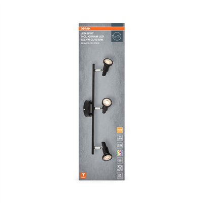 LED SPOT BLACK 3 X 3.4W 927 DIM