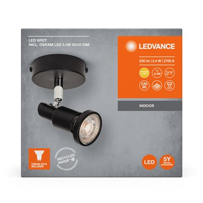 LED SPOT BLACK 1 X 3.4W 927 DIM