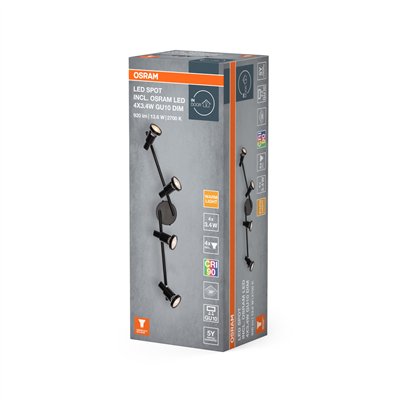 LED SPOT BLACK 4 X 3.4W 927 DIM