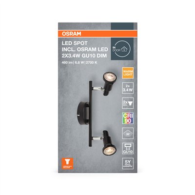 LED SPOT BLACK 2 X 3.4W 927 DIM