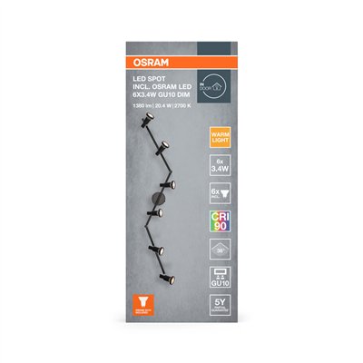 LED SPOT BLACK 6 X 3.4W 927 DIM