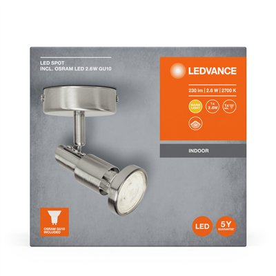 LED SPOT BRUSHED SILVER GU10 2.6W 2700K