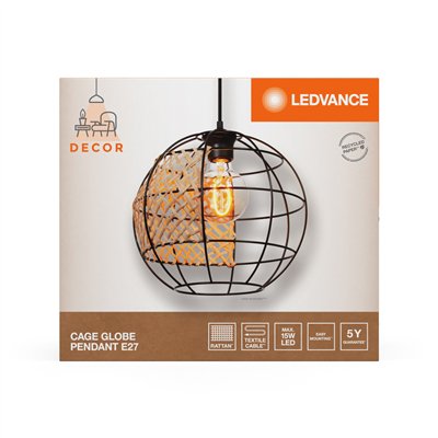 Decor Cage Globe Pendant E27 Black