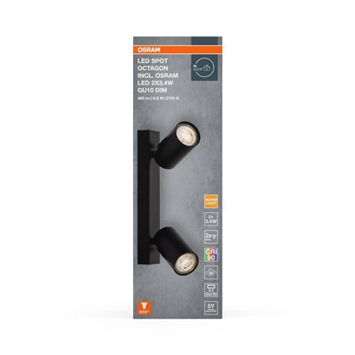 LED SPOT OCTAGON BLACK 2x3.4W 927 DIM