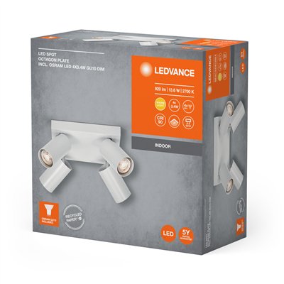 LED SPOT OCTAGON WHITE Plate 4x3.4W 927 DIM