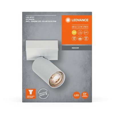 LED SPOT OCTAGON WHITE 1x3.4W 927 DIM