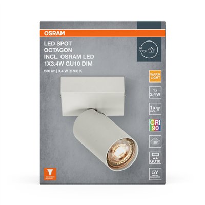 LED SPOT OCTAGON WHITE 1x3.4W 927 DIM