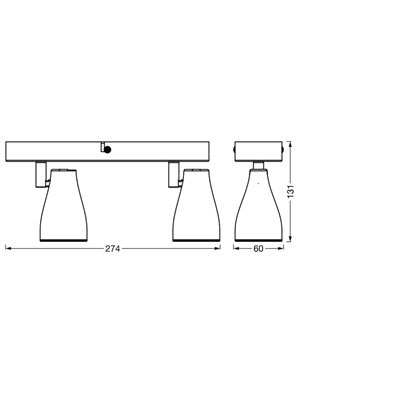 LED SPOT PEAR BLACK 2 x 4.3W 2700K GU10