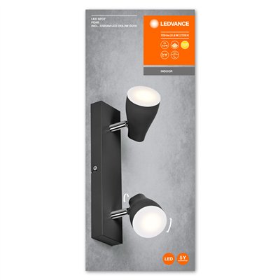LED SPOT PEAR BLACK 2 x 4.3W 2700K GU10
