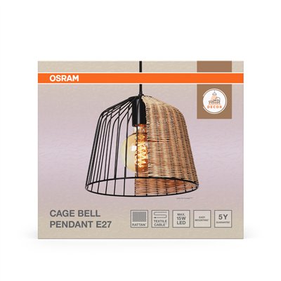 Decor Cage Bell Pendant E27 Black