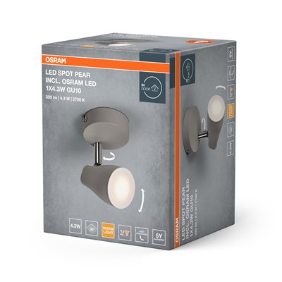 LED SPOT PEAR GREY 1 x 4.3W 2700K GU10