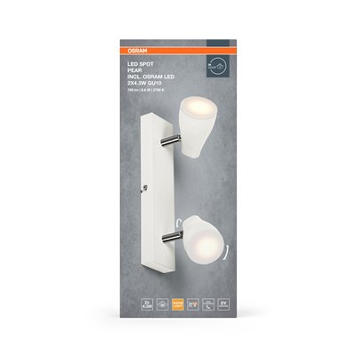LED SPOT PEAR WHITE 2 x 4.3W 2700K GU10