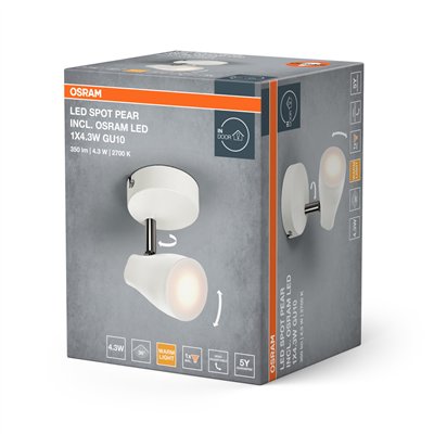 LED SPOT PEAR WHITE 1 x 4.3W 2700K GU10