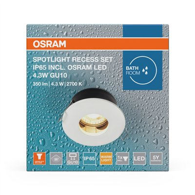 LED SPOT RECESS IP65 TWISTLOCK GU10 4.3W 2700K White IP65