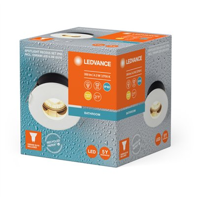 LED SPOT RECESS IP65 TWISTLOCK GU10 4.3W 2700K White IP65