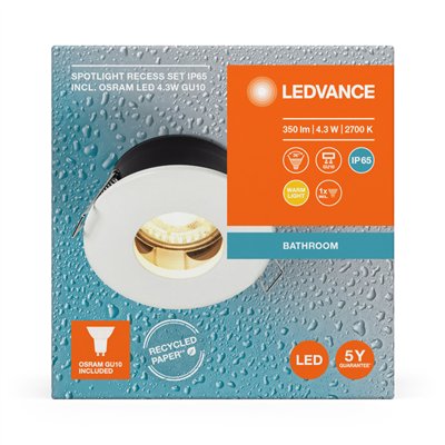 LED SPOT RECESS IP65 TWISTLOCK GU10 4.3W 2700K White IP65